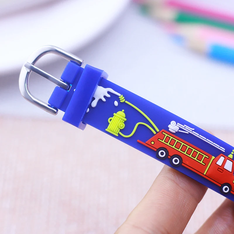 Famous Brand Children Boys New Fashion Cartoon Fire-truck Quartz Watches Little Kids Students Cool Holidays Gifts Wristwatches 6