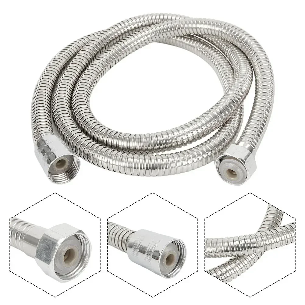 1pc Stainless Steel Flexible Shower Hose3M/4M/5M Shower Water Hose Extension Plumbing Pipe Pulling Tube Bathroom Accessories