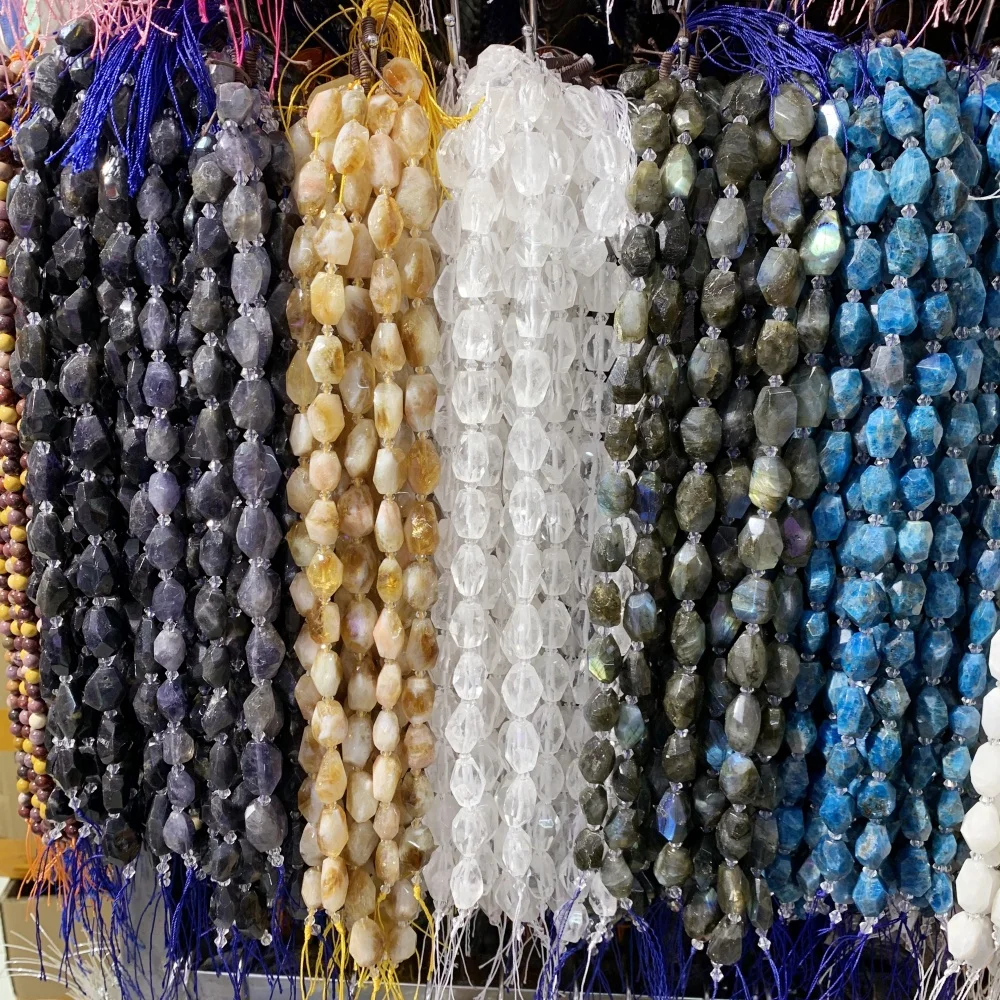 Natürliche große Schnittfläche Rosenquarz Apatit Mondstein Citrin lose Perlen DIY Ohrringe Halskette Armband Schmuckherstellung – Detail 2