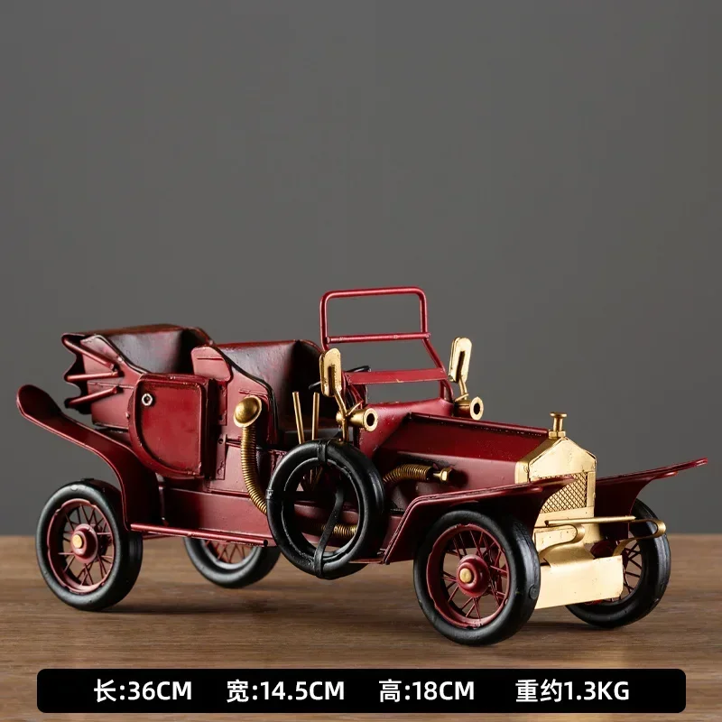Vintage Car Model Iron Desk Decoration, Semi-Handmade Retro