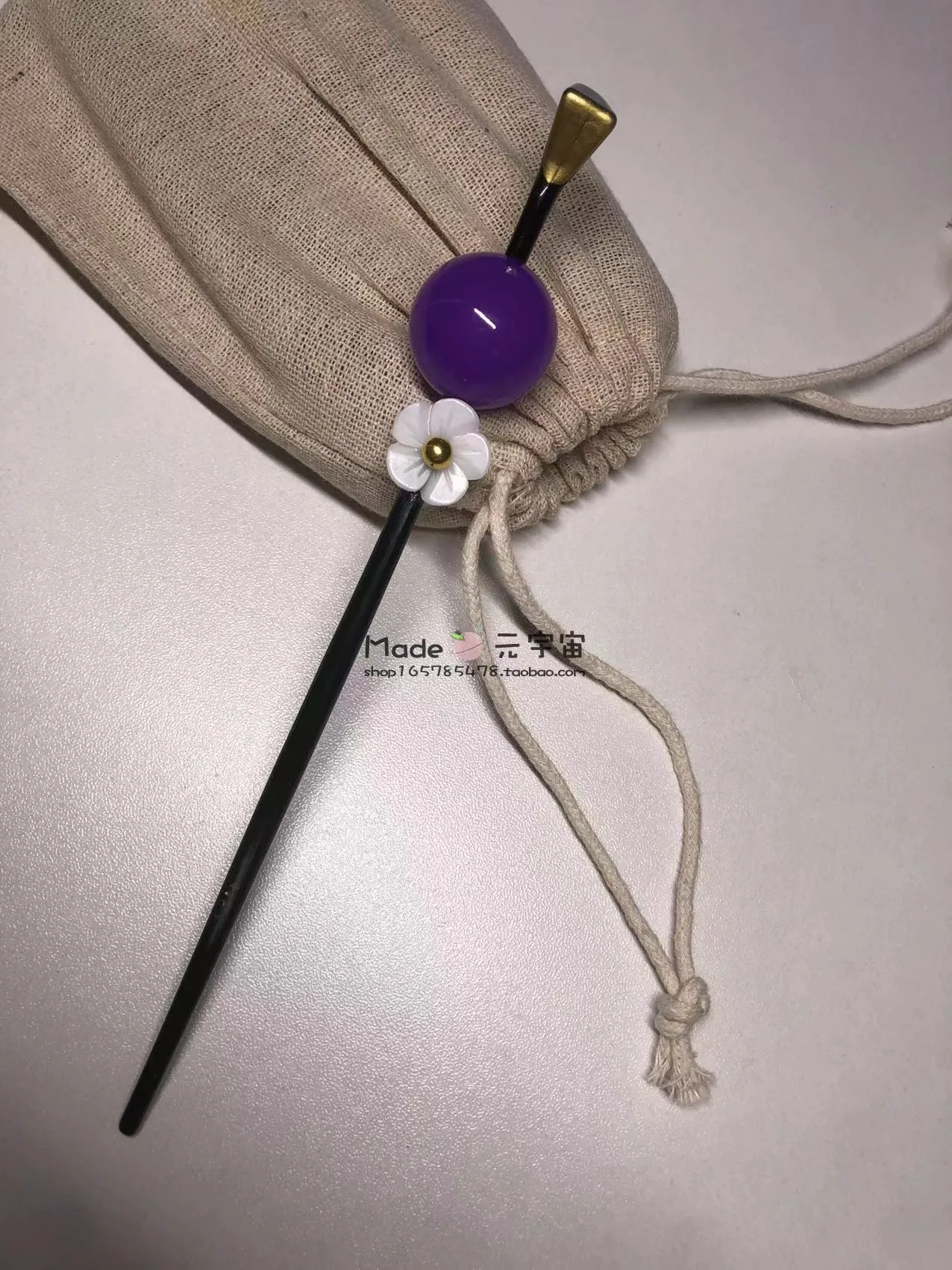 애니메이션 타케라마 타마요 코스프레 머리핀 보라색 구슬 꽃 머리핀, 일본 기모노 쥬얼리 액세서리, 할로윈 카니발 파티