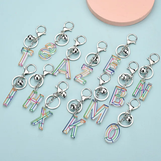 Letter Pendant Keychains Resin Key Chains Rings For Women Cute Car Acrylic  Glitter Keyring Holder Charm Bag Couple Bag Gifts - AliExpress