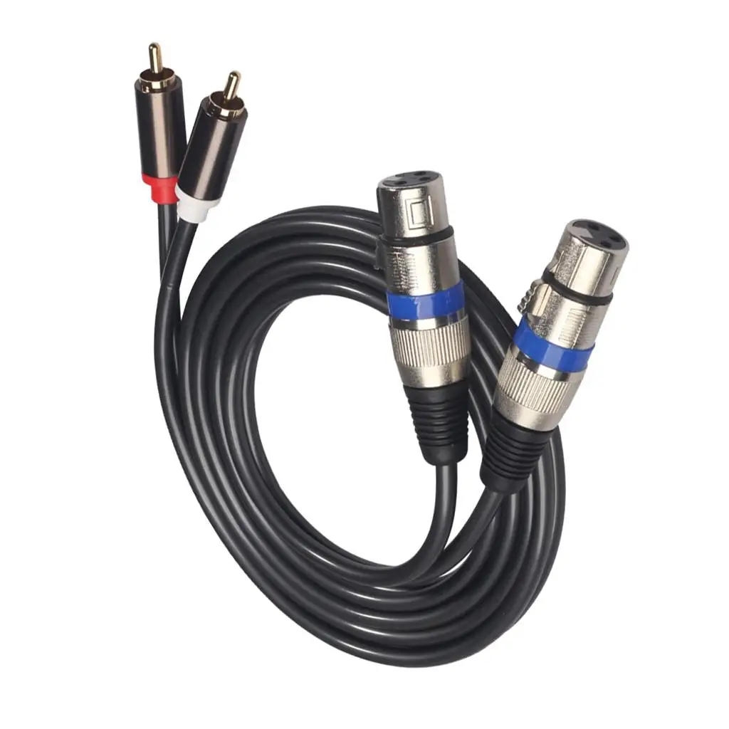XLR Cable, Heavy Duty 2 XLR Female to 2 RCA Male Patch Cord Stereo Audio Connection Wire-5 ft / 1.5m