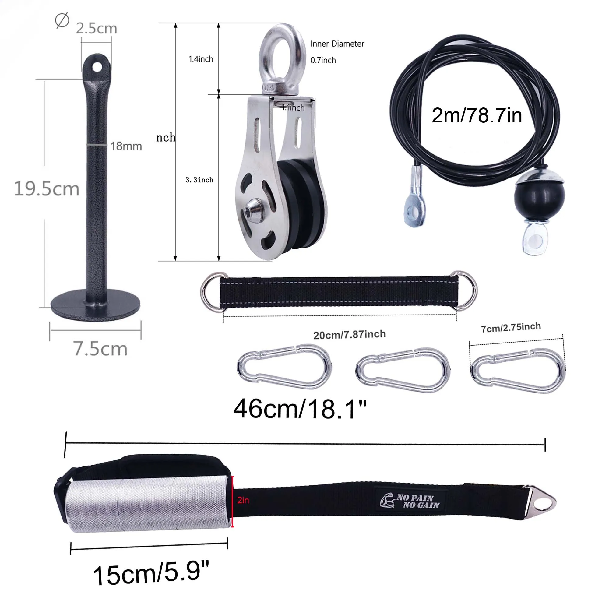 Arm Wrestling Training Cable Pulley System Triceps Rope Fat Heavy Duty Grip Handle Forearm Exerciser Fitness Equipment