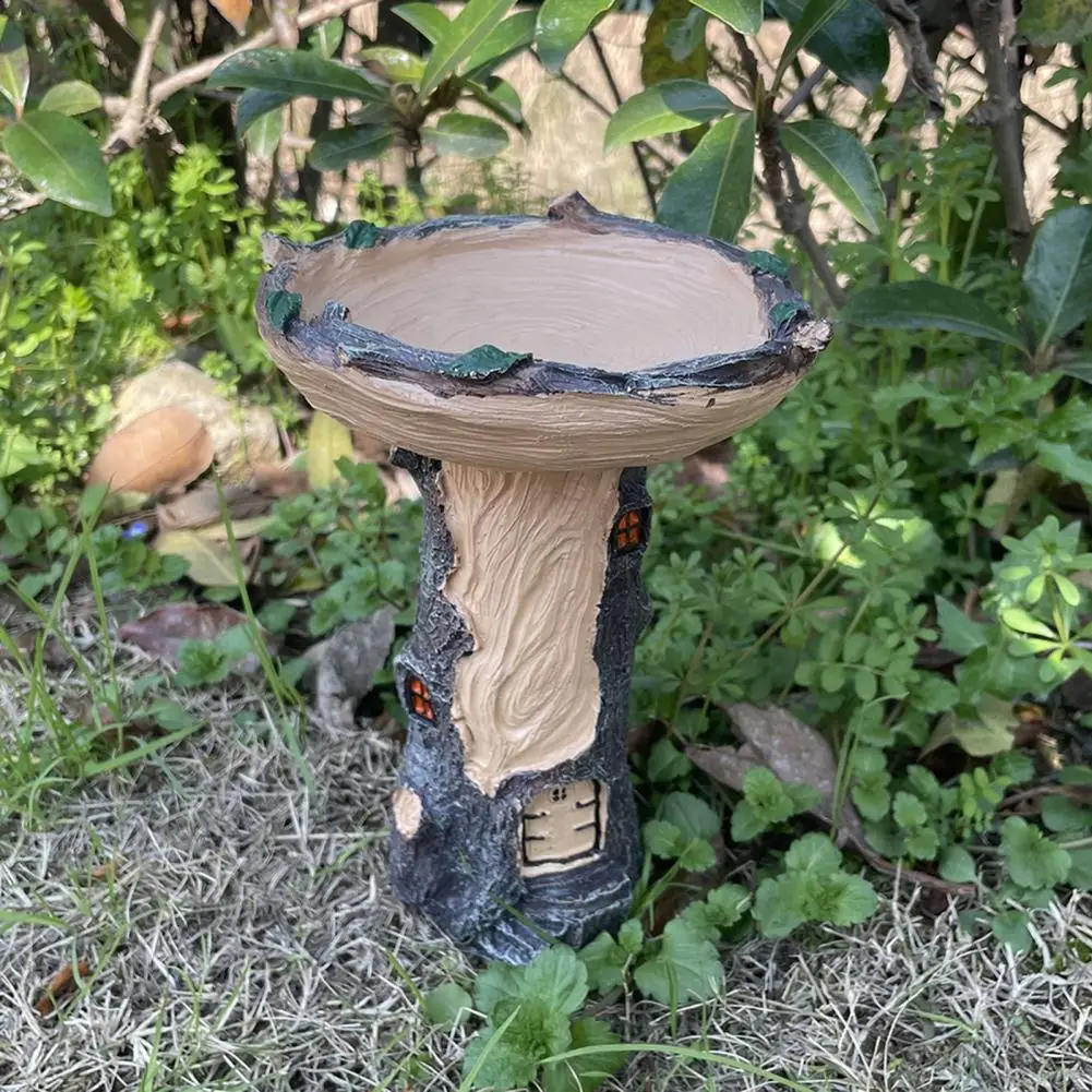 Garden Birds Feeder Decorative Resin Free Standing Animal Feeder Station Outdoor Fairy Tree House Animal Sculpture Ornament