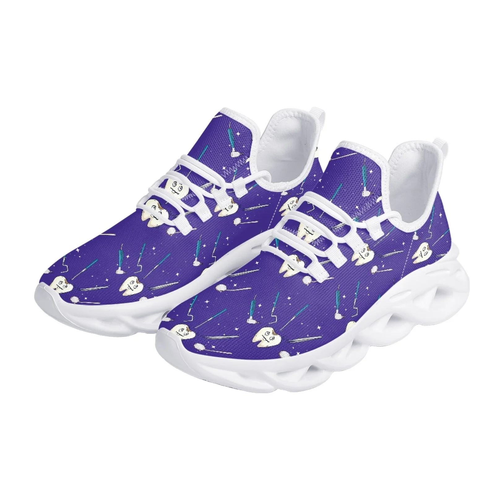 Belidome Women Sneakers Dentist Shoes Cute Cartoon Tooth Dental Design Lightweight Running Shoes Lace Up Flats Footwear Zapatos