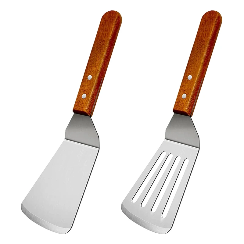 2Pcs Metal Spatulas Set, Metal Spatula For Cast Iron Skillet, Cooking