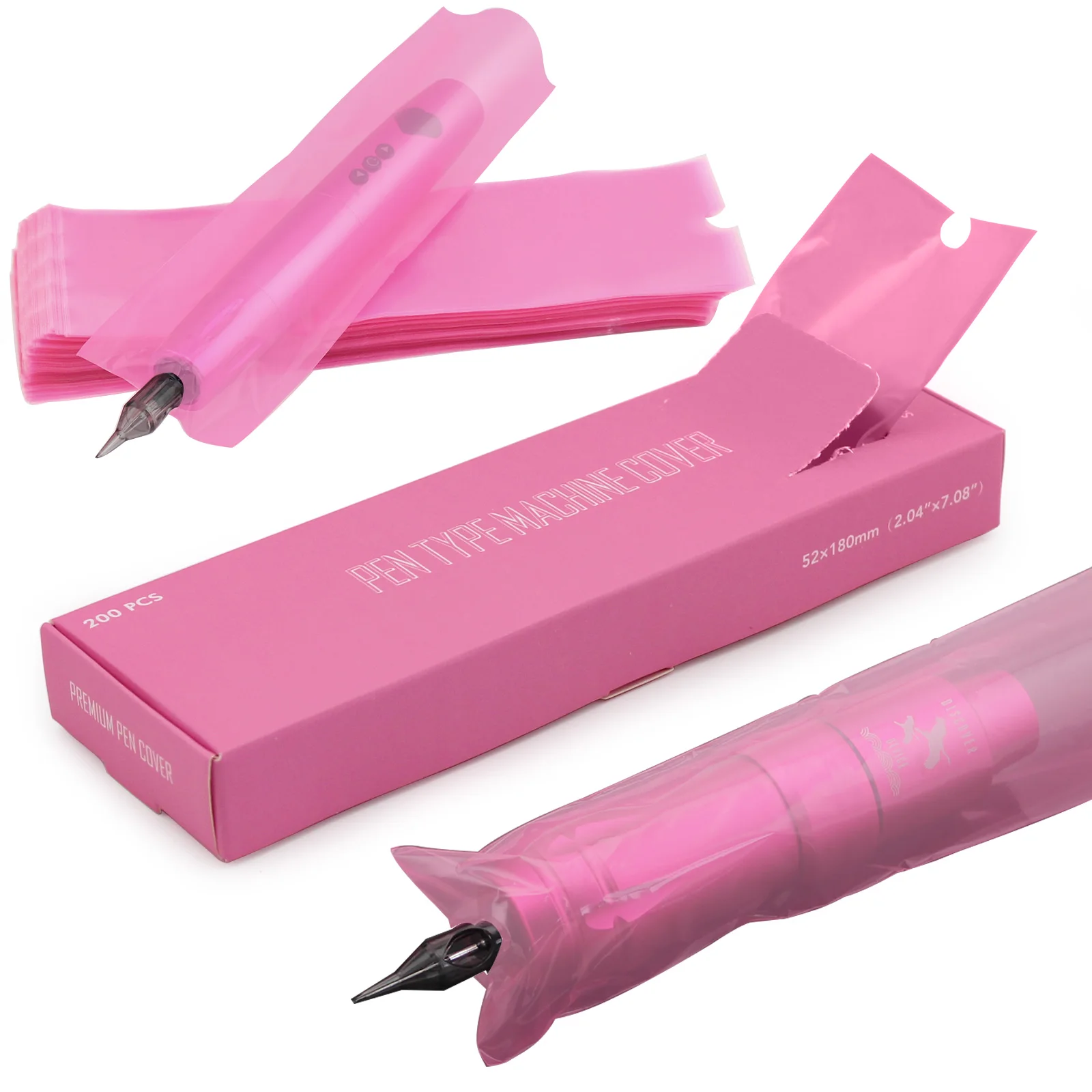 Tattoo Pen Covers Denergy 200pcs Pink Tattoo Pen Machine Bags
