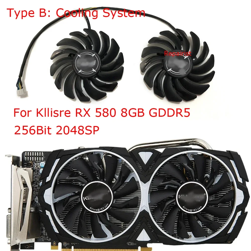 2 Pz/Set,Dispositivo Di Raffreddamento Gpu Vga, Ventola Per Schede Video, T129215Su Per Kllisre Rx 580 8Gb Gddr5 256Bit 2048Sp Tipo A,Pld09210S12Hh Pe