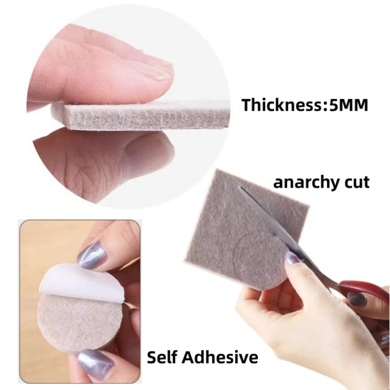 Furniture Leg Pads 18-128pcs Chair Table Leg Felt Pads Floor Scratch Protector Self Adhesive Mute Non-slip