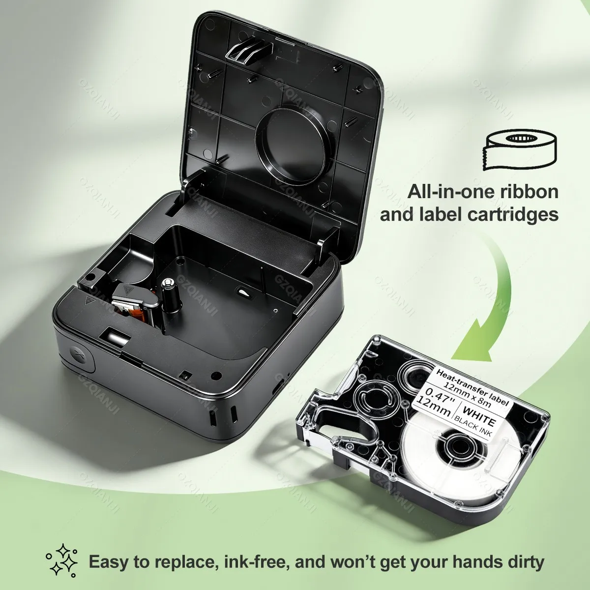 Marklife R15 미니 라벨 열전사 프린터 무선 블루투스 연결 휴대용 모바일 편집 지원 새틴 리본 라벨