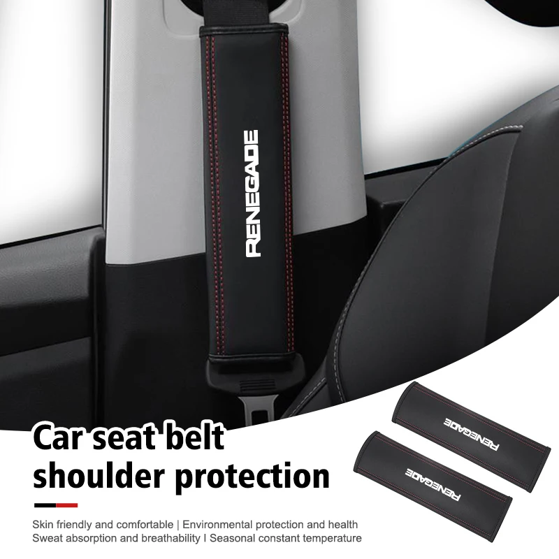 Per Jeep Leather Car Seat Belt Cover Spalline Accessori Interni Cherokee Renegade 2014 - 2021 Commander Trailhawk