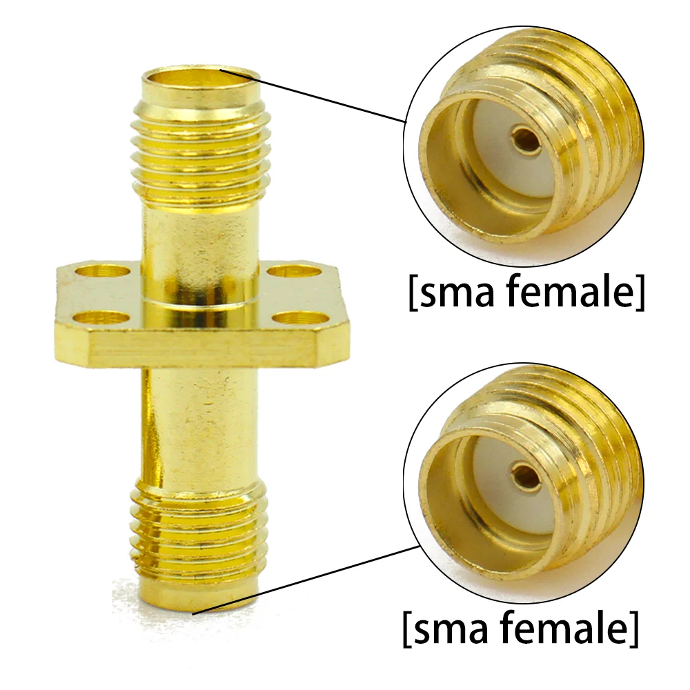 SMA 암 - SMA 암 커넥터 RF 동축 4 홀 플랜지 소켓 벌크헤드 패널 마운트 어댑터