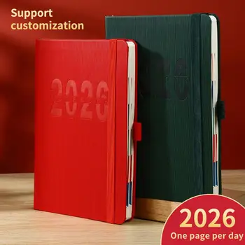 Agenda 2026 di alta qualità Agenda giornaliera settimanale mensile Calendario formato A5 con copertina in ecopelle per studenti d'affari