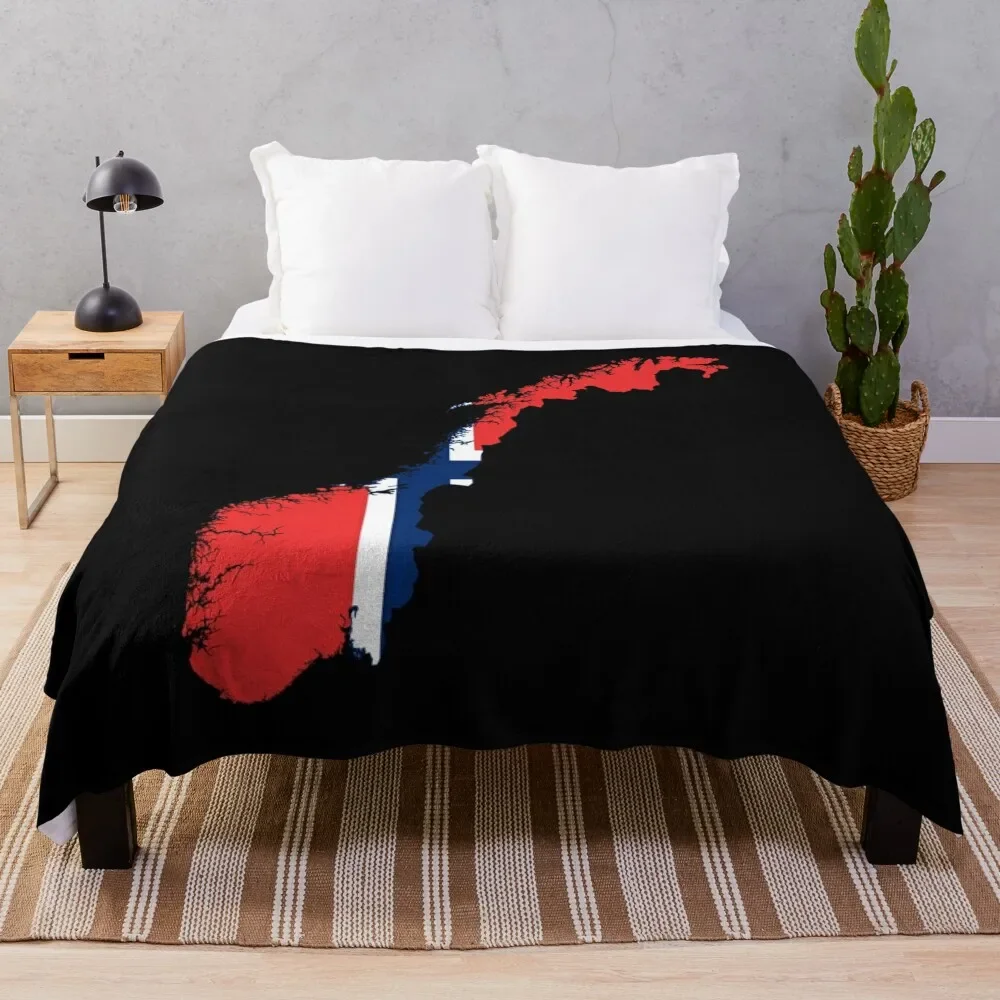 

Flag map of Norway Throw Blanket Vintage Hairy Shaggy Blankets
