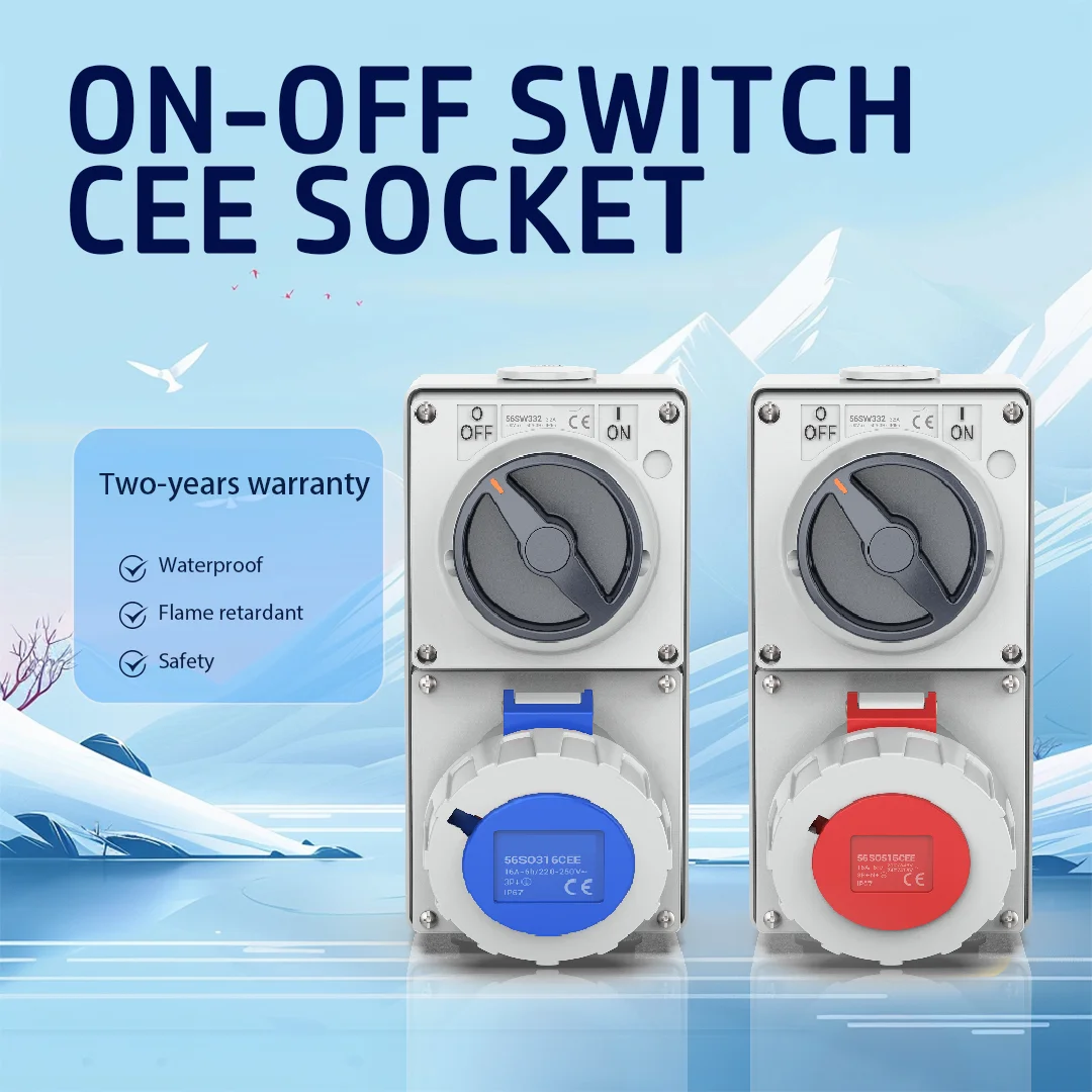 Waterproof ON-OFF Switch Socket 3PIN 32A 5PIN Industrial Plug And ...