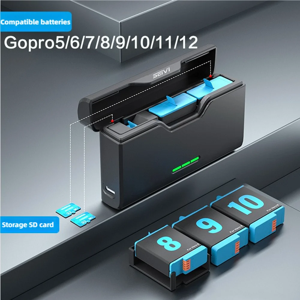 Chargeur double USB-C pour GoPro Hero 7/8/9/10/11/12 avec câble inclus