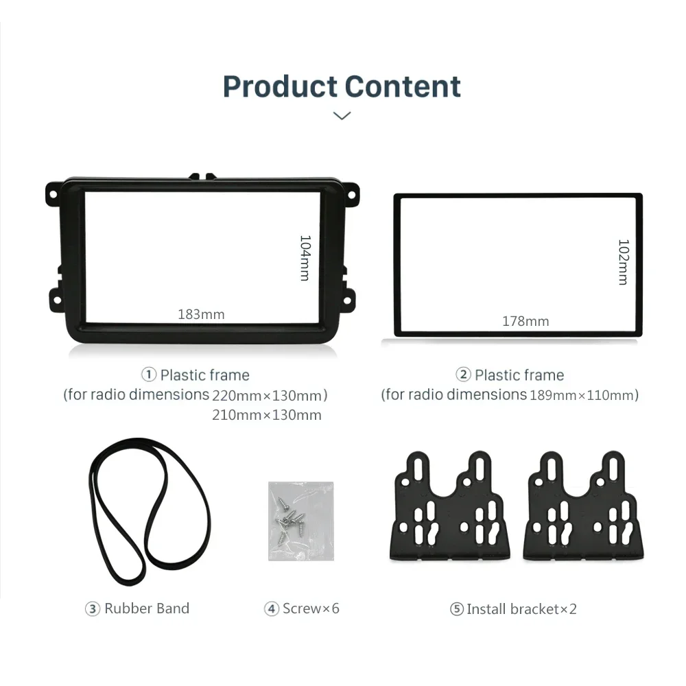 폭스 바겐 스테레오 패널 대시 마운트 설치를위한 2 din Car Radio Fascia Skoda Fabia Octavia Touran Caddy 용 Double Din 프레임