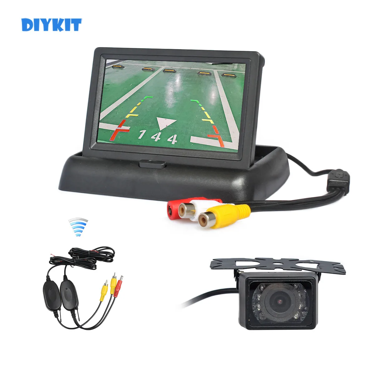 

DIYKIT Wireless 4.3inch Car Reversing Camera Kit Back Up Car Monitor LCD Display HD Car Rear View Camera