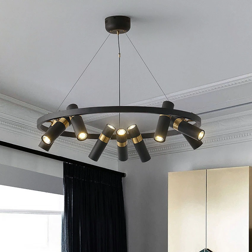 

Nordic Rotatable Led Pendant Lamp Black Hanging Spotlight Living Dining Room Chandeliers Lighting Lamparas Dormitorio