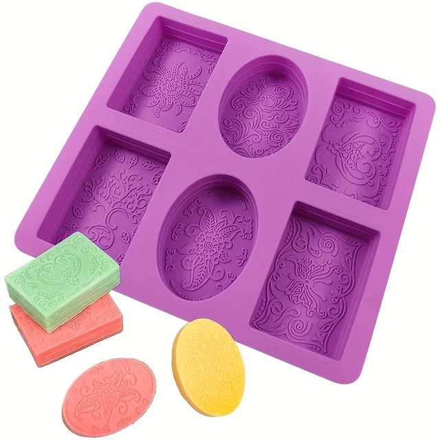 6-Pattern Soap Mold Set - Versatile Designs for Creative Soap Making - Durable & Easy Release Silicone, Oven Safe, Reusable