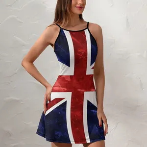 Grunge Union Jack Flag  Women's Sling Dress Funny Joke Suspender Dress Top Quality Exotic  Woman's Dress  Clubs