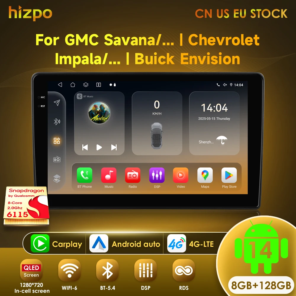 Hizpo Android Car Radio Stereo for Chevrolet Silverado GMC Sierra Impala Traverse Avalanche Yukon Acadia Savana GPS Multimedia