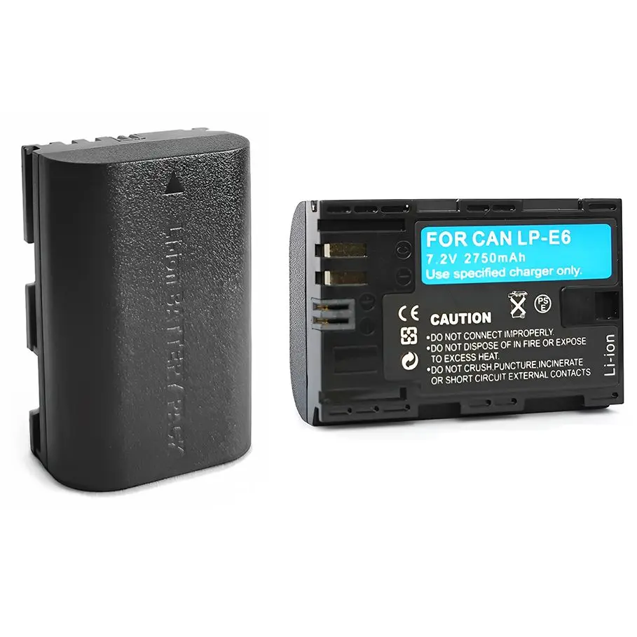 DuraPro Kit 2 Batterie LP-E6 + Caricatore Doppio USB-C Con Display LCD Per Canon EOS - 3