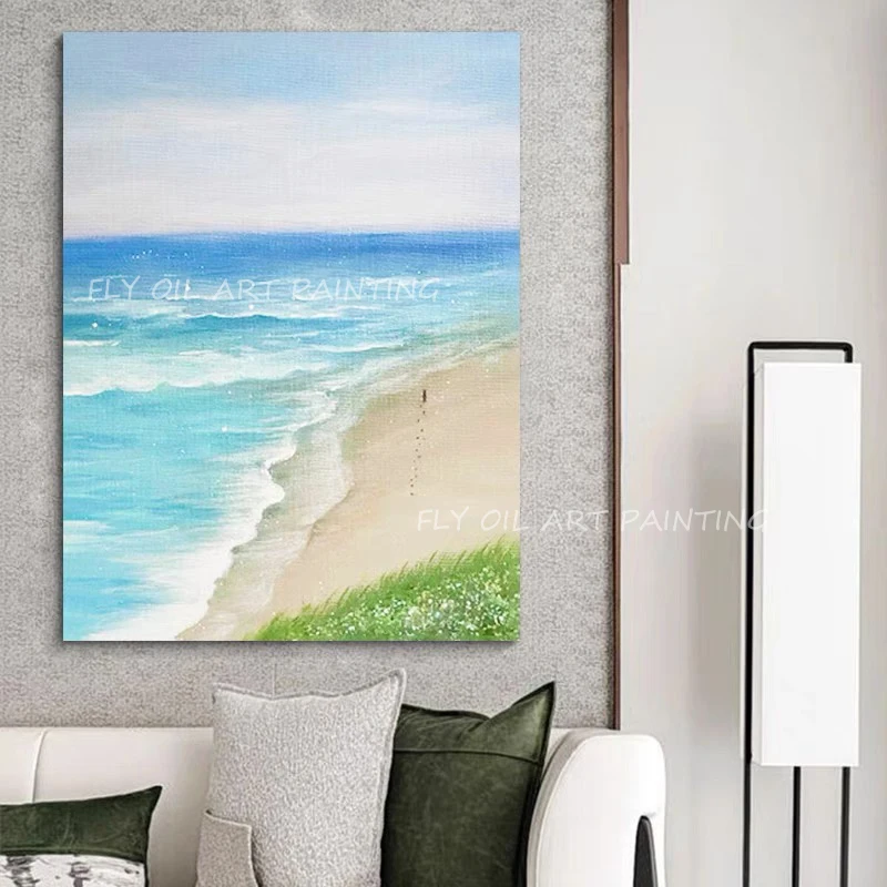 

100% ручная роспись, искусство на холсте, большой размер, синий, темно-синий нож, подарок, настенное искусство в подарок, украшение без рамки