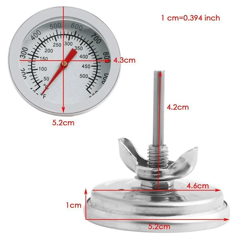 Stainless Steel Dial Bimetal Probe Thermometer Household Boiler Brewing Distilled Water Alcohol Thermometer Accessories