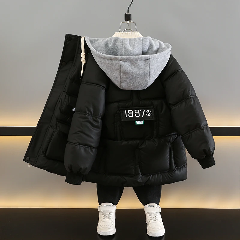 Veste d'hiver pour bébé garçon, nouvelle couleur unie, bouton en peluche, capuche chaude, fermeture éclair, coton, vêtements d'extérieur_voghion.com
