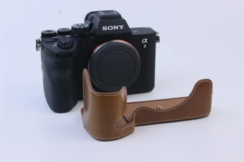 Custodia In Pelle Pu Custodia Per Fotocamera Per Sony A7M4 A7S3 A1 A7R5 A7R5 Set Di Metà Corpo Portatile Shell Con Apertura Della Batteria