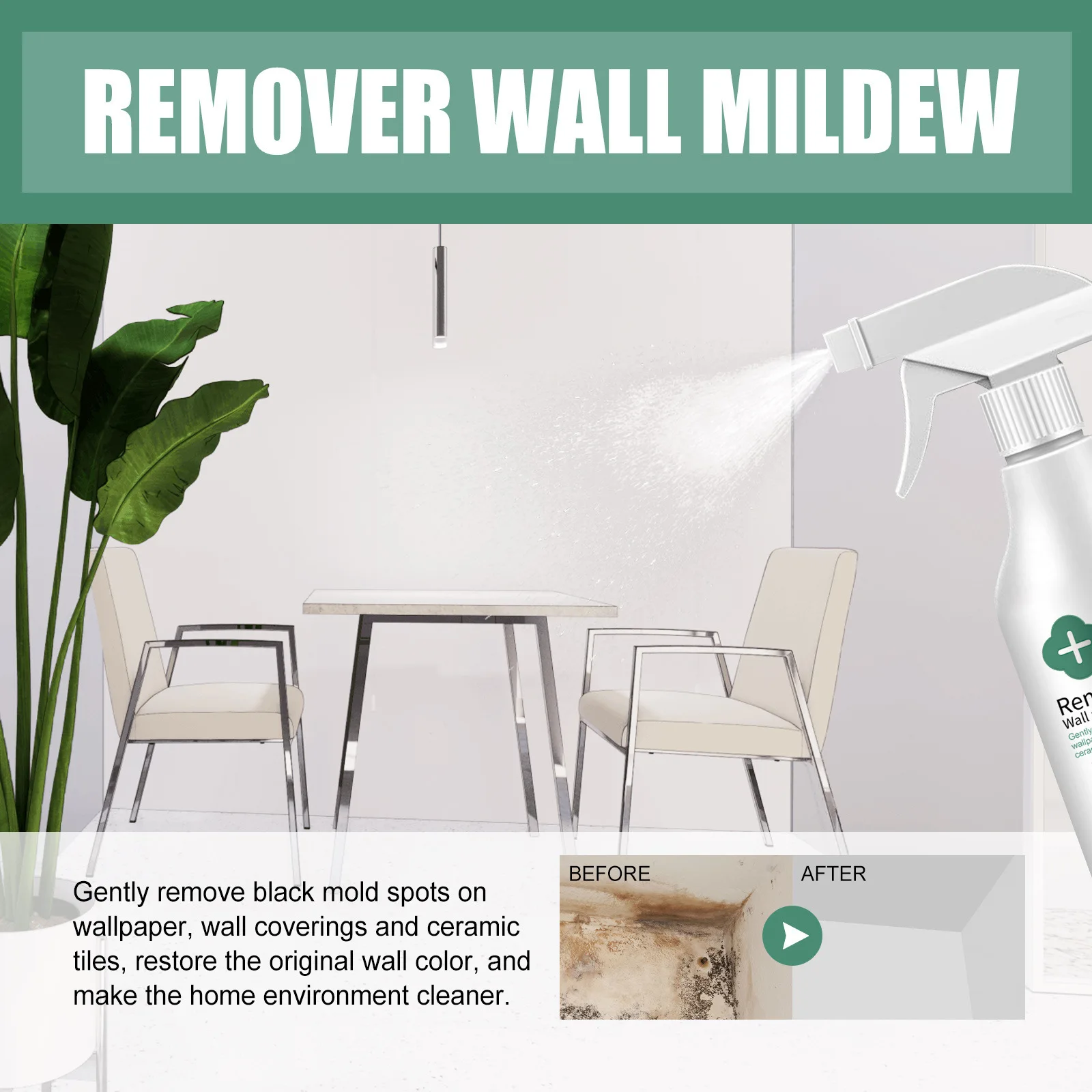 Mold Remover Spray Mildew Elimination Wall Mold Spot Prevention Bathroom Kitchen Cleaning Effective Mildew Removal Cleaner Spray