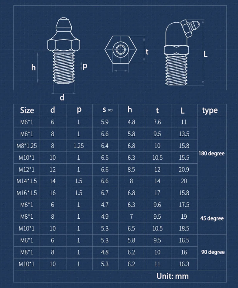 thumbnail image 2 of X AUTOHAUX 100 Pcs M8x1 Car Grease Nipple Fitting 45 Degree Galvanized... 2 of 13
