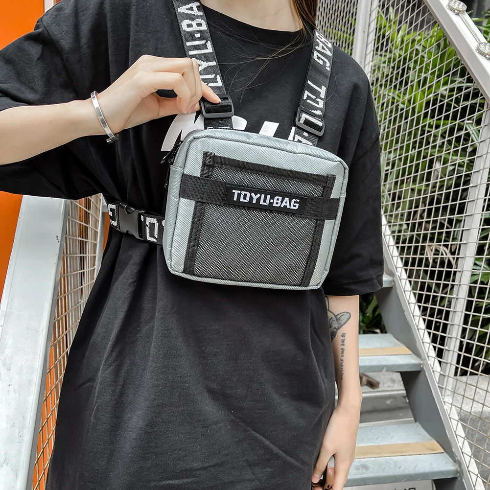 Mode Brust Rig Tasche verstellbare Frauen Männer Weste Gürtel tasche Nylon Outdoor Hip Hop Streetwear Reise Weste Taschen – Detail 7