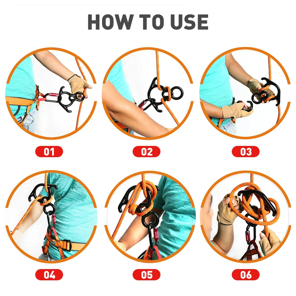 Xinda rock climbing descender OX Horn 8 descend ring downhill eight ring  with Bent-ear Rappelling Gear Belay Device Equipment