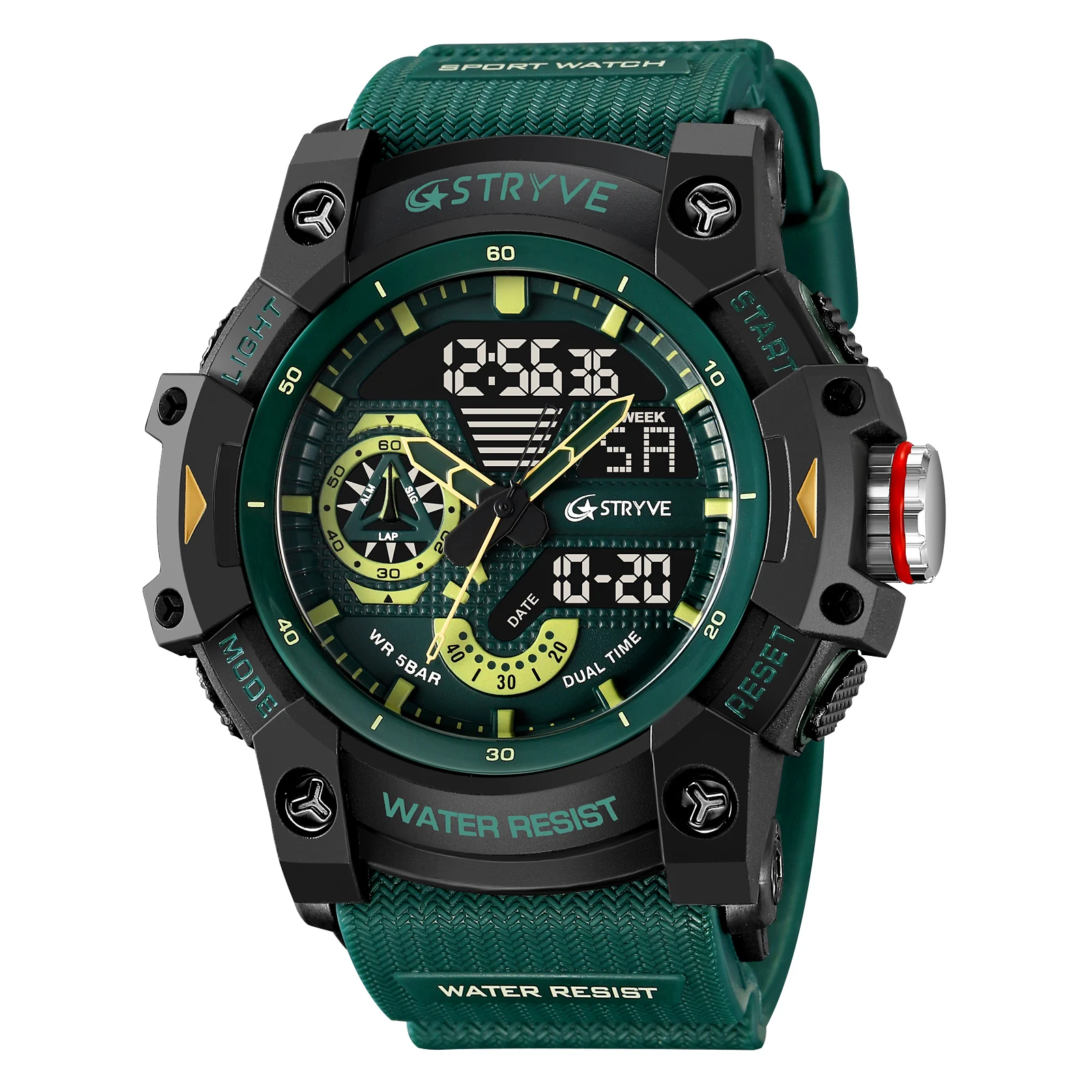 New STRYVE Watch 8029 Popular Men's Watch Good Quality Analog-Digital Dual Movement Luminous Calendar Waterproof Sports Watches hantek 200mhz mso5202d mixed signal digital oscilloscope 16 logical channels 2 analog channels external trigger channel