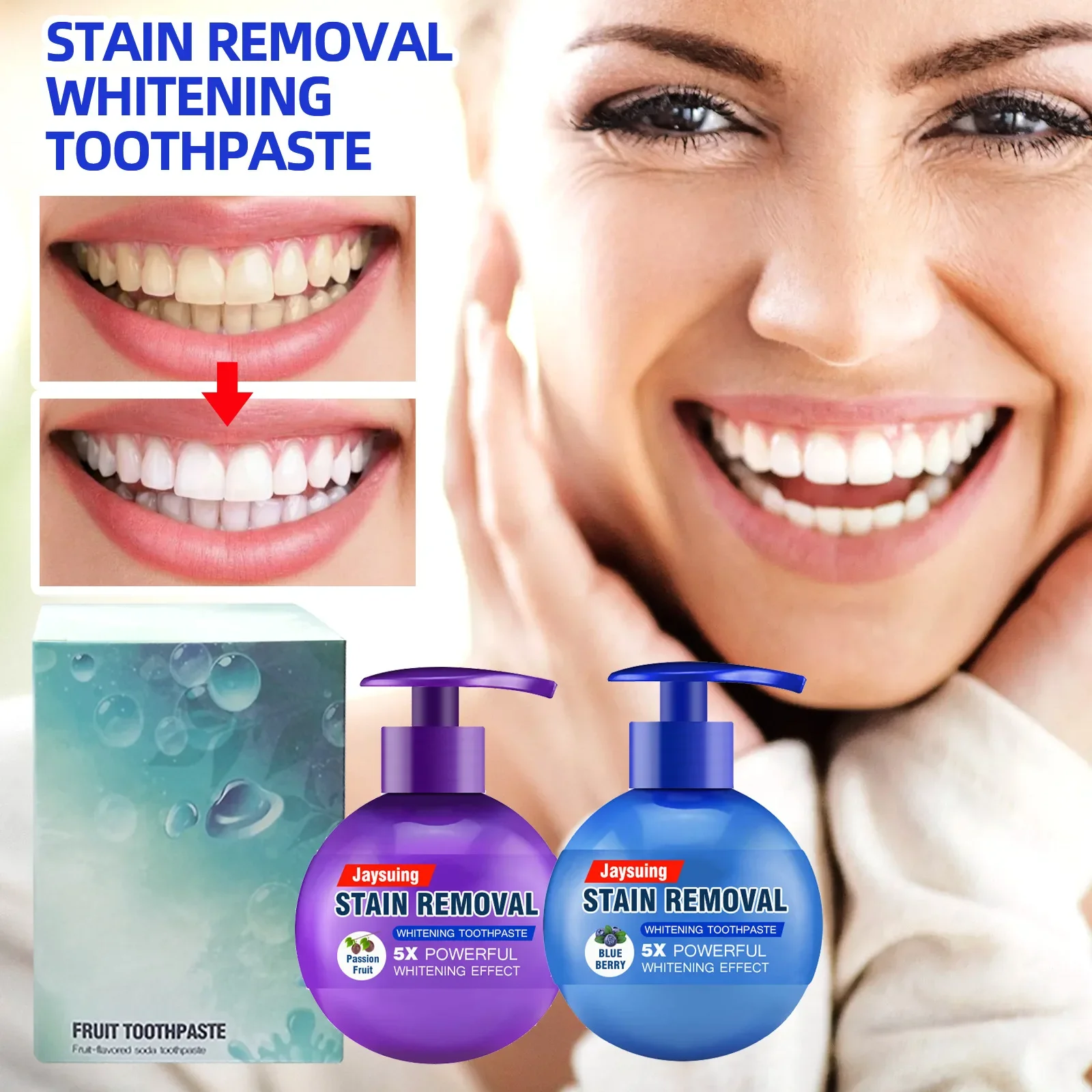 

Soda Toothpaste Press Dental Stain Removal Teeth Whitening Gum Repair Oral Care Passion Fruit Blueberry Tooth Paste Squeezer