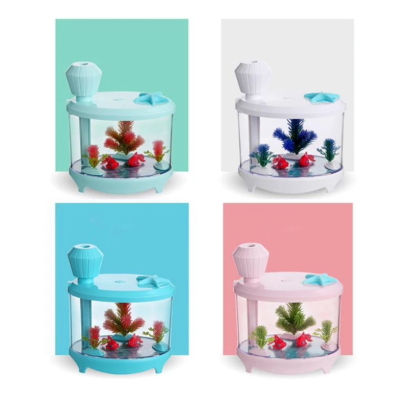 Creative Fish Tank Air Humidifier Diffuser Colorful Night Light DC5V USB Mini Mist Maker 460ML Water Diffuser