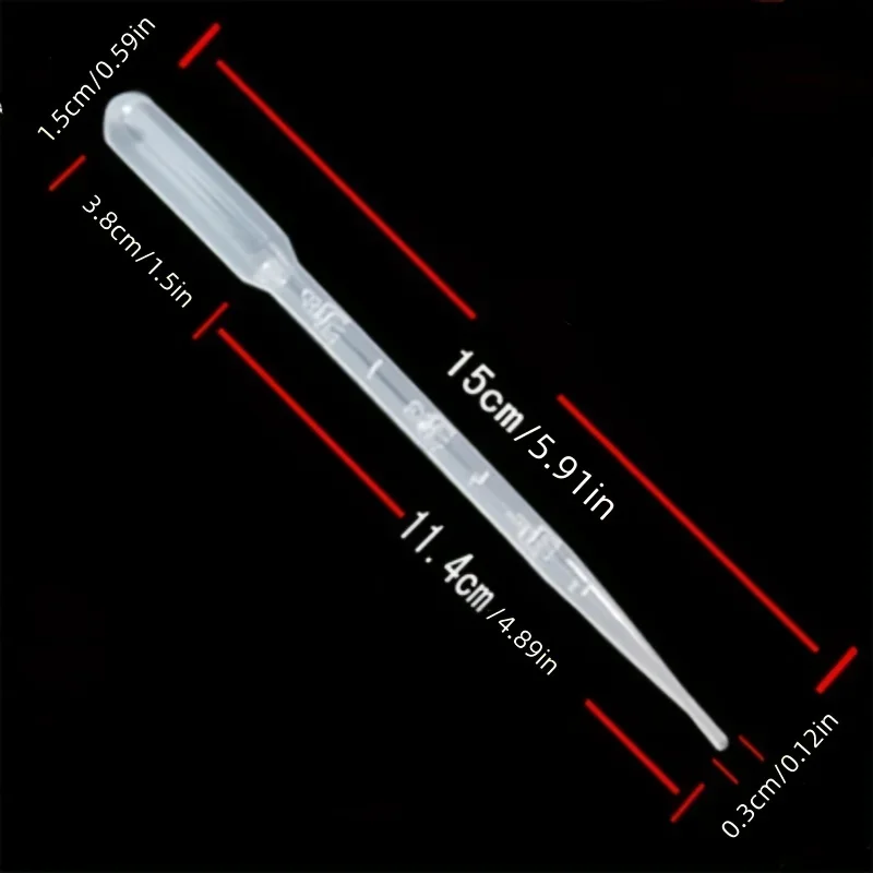 Disposable Dropper Labware Plastic 100 Test Tubes Clear Graduated Pipettes Transfer Pasteurized Cups 3ml