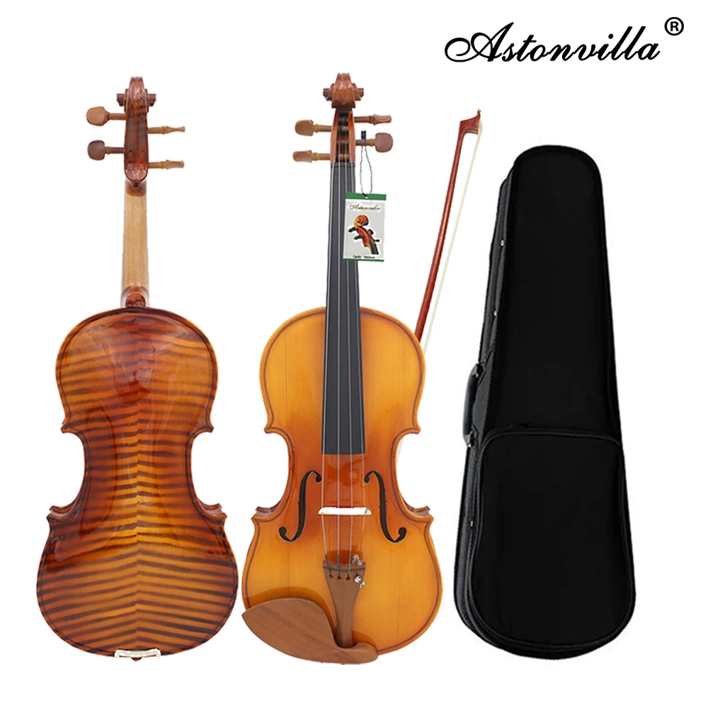 

Astonvilla Violin Professional 4/4 3/4 1/2 Tiger Stripes Bright Acoustic Violin Beginner Music Lover Violin with Case Bow