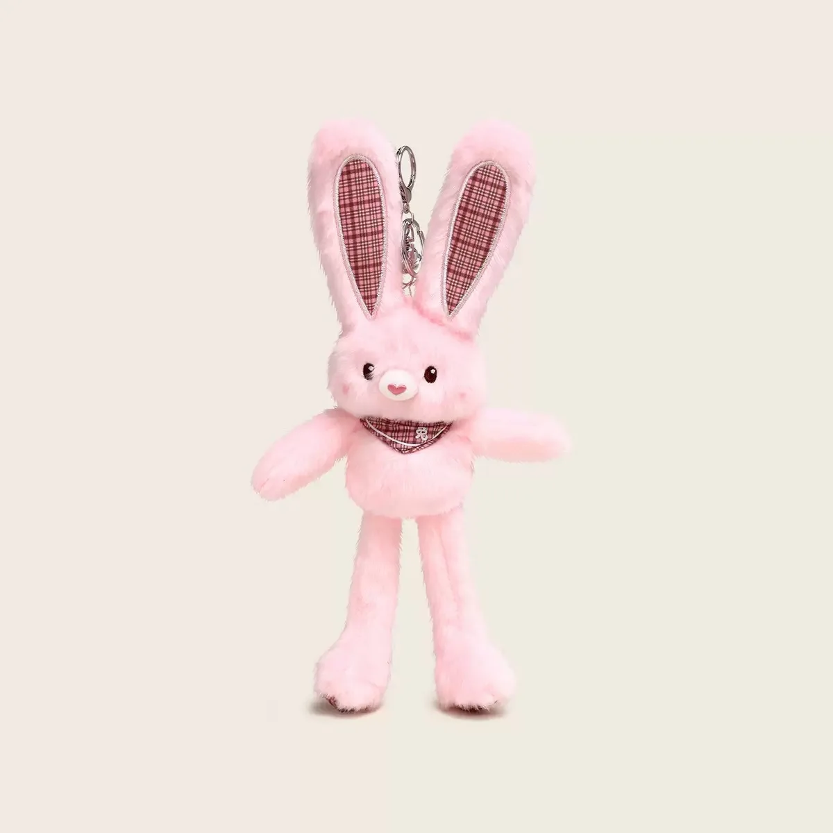 Chaveiro de Coelho Marrom Fofo com Orelhas Retráteis, Decoração para Mochila, Brinquedo de Pelúcia io, Imagem de Desenho A...