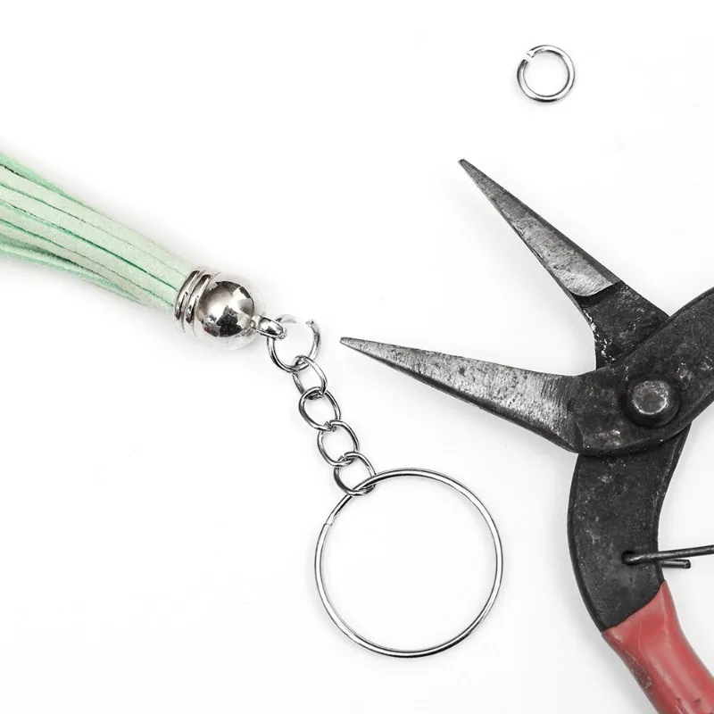 DIY Key Chains Key Ring AccessoriesSilver Plated Metal Blank Keyring Keychain Split Ring Keyfob Key Holder Rings Women Men