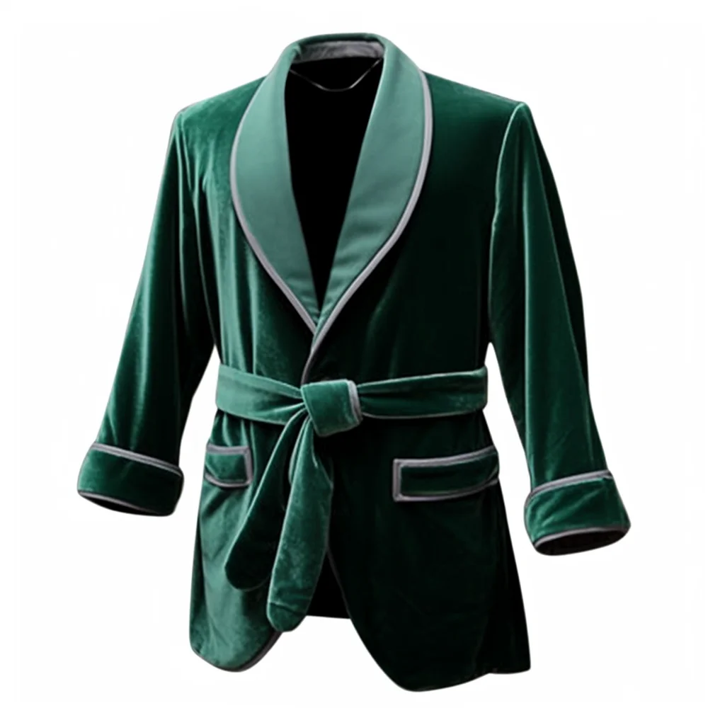 

Green Vintage Smoking Jacket Robe for Men