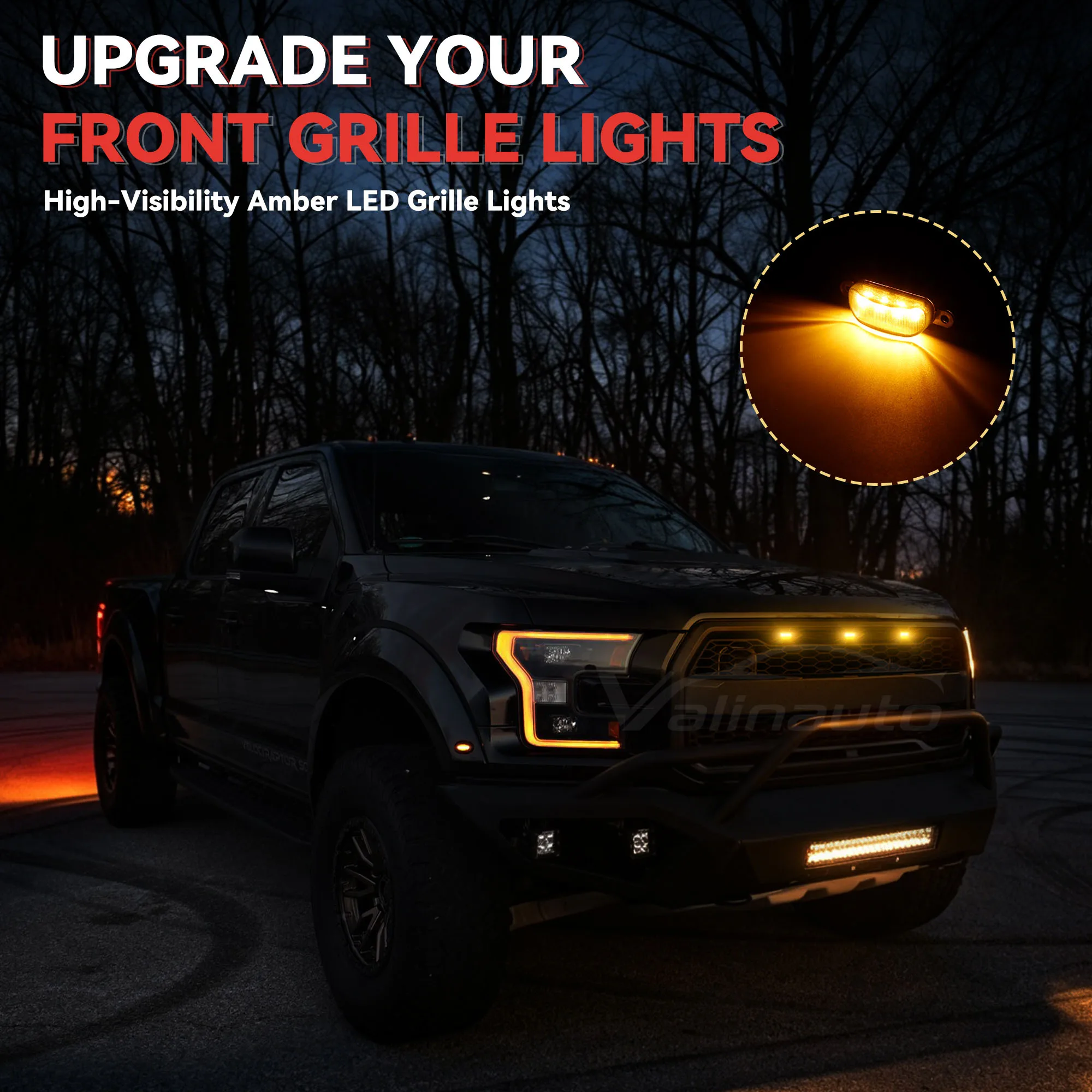 Universal Car Front LED Running Lights for Bumper, Hood, and Grille