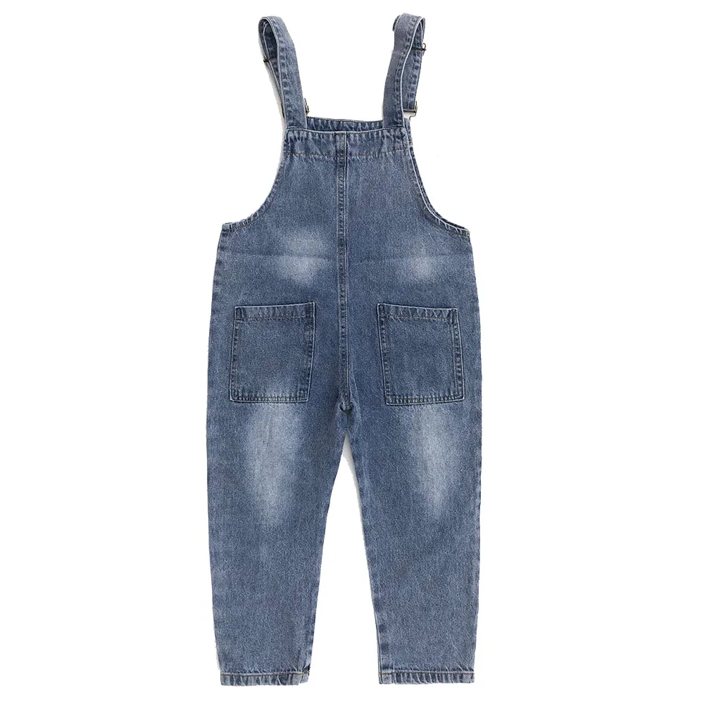 Girls Jumpsuit Denim Overalls for Kids Blue Adjustable Belts School Girls Suspenders Children Jeans Pants for Girl Denim Romper