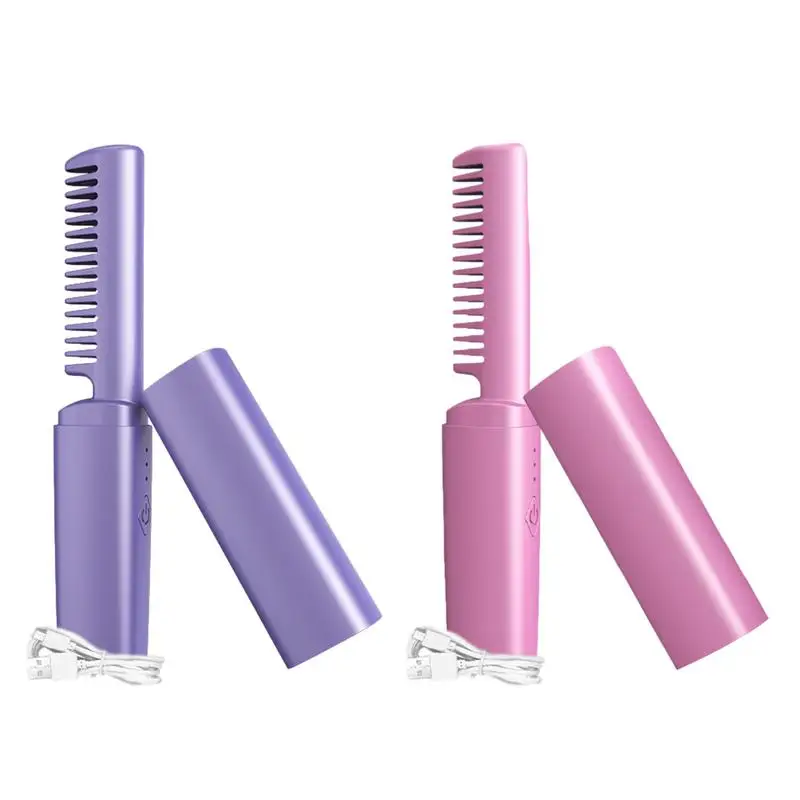 

Mini Hair Straightener Hot Comb Hair Styling Tool Hair Brush Straightener Comb USB Rechargeable Electric Hair Straightener Brush