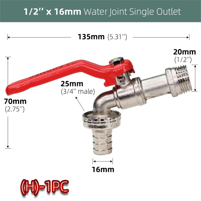 Tap Joint 1/2'' IBC Water Tank Connector 2-Way 1-Way Garden Hose Irrigation Faucet Adapter Replacement Fitting Ball Valve