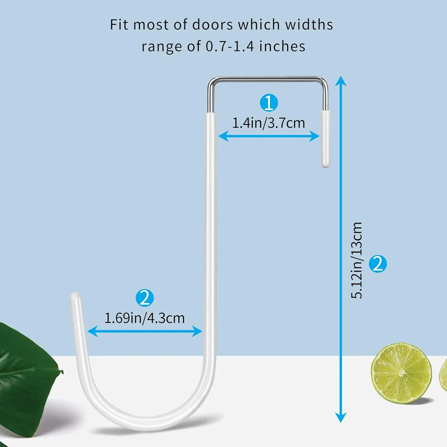 Door Hangers Hooks with Rubber Organizer Hook for Living Room Bathroom Bedroom Kitchen Hanging Key Clothes Towel Hat Coat Robe