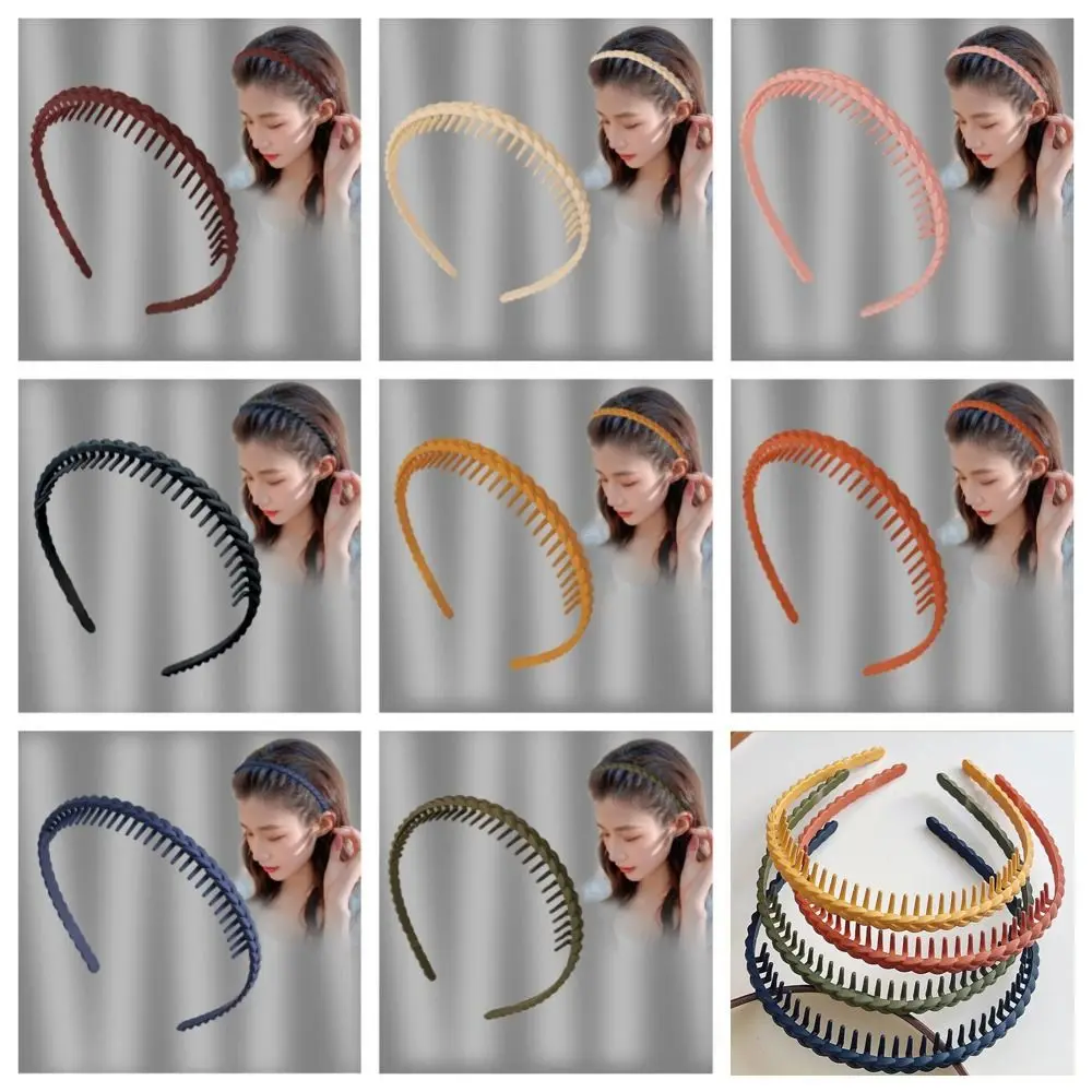 

Solid Color Teeth Matte Hair Hoop Temperament Headdress Korean Style Non-slip Hairband Headband Acrylic Outdoor